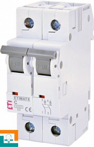 2143518 Etimat 6 AC C 25А ВИМИКАЧ АВТОМАТИЧНИЙ 2-п ETI 6kA