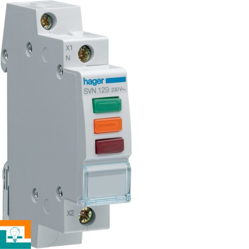 Индикатор модульный тройной LED Hager SVN129 3 красный зеленый оранжевый