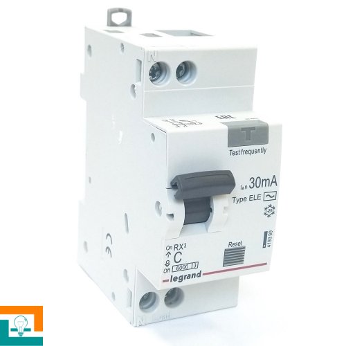 Диференційний автоматичний вимикач 2-п 1+N C 20A 30m RX3 AC-20/0,03А 419400 6kA Legrand