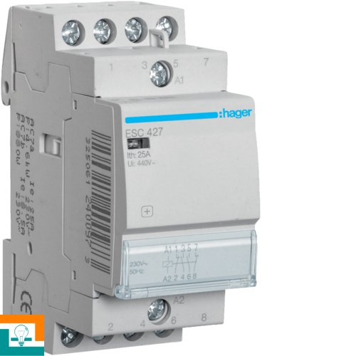 КОНТАКТОР 230V Hager ESC428 25A 3но+1нз
