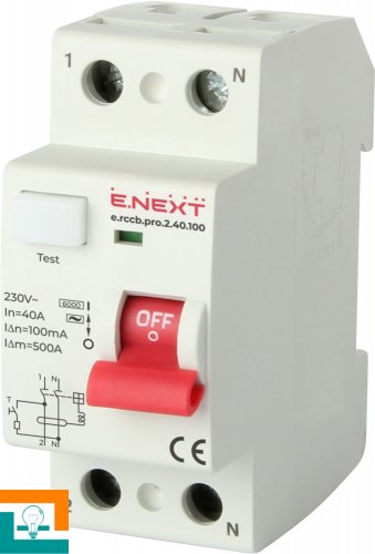 ДИФЕРЕНЦІЙНЕ РЕЛЕ 2-полюсне 40/0,1А E.Next 6kA p003009 e.rccb.pro.2.40.100
