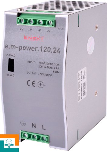 Блок живлення на DIN-рейку E.next  e.m-power.120.24 120Вт DC24В i083005
