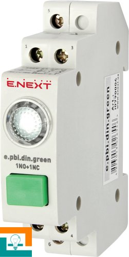 КНОПКА с индикатором DIN E.Next e.pbi.din.green зеленый i0790004