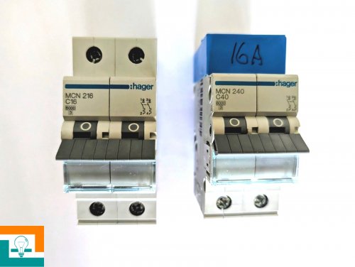 HAGER в корпусе 2-п 16Ампер начинка 40Ампер