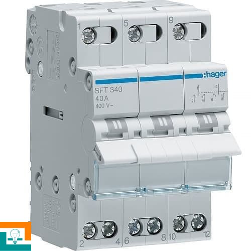ПЕРЕКЛЮЧАТЕЛЬ I-0-II 230V 3-п Hager SFT340 40А выход сверху