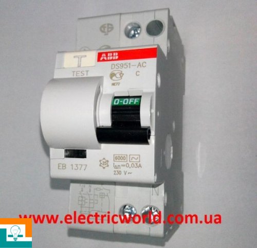 ДИФФЕРЕНЦИАЛЬНЫЙ АВТОМАТИЧЕСКИЙ ВЫКЛЮЧАТЕЛЬ 2-п Abb DS951 C 10/0,03А