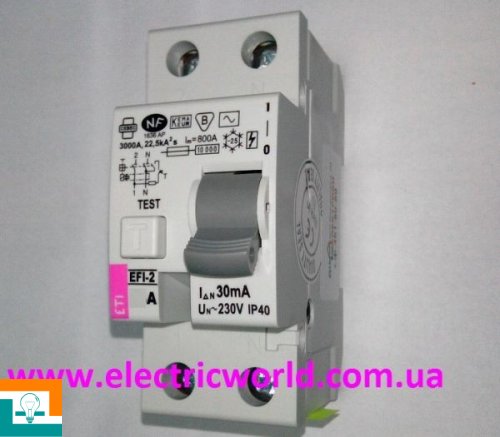 ДИФЕРЕНЦІЙНЕ РЕЛЕ 2-п ETI 10kA AC EFI-2 C 16 / 0,03A 2062121