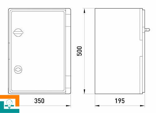Корпус удароміцний з АБС-пластика CP5017 e.plbox.350.500.195.tr, 350х500х195мм з прозорими дверцятами E.next
