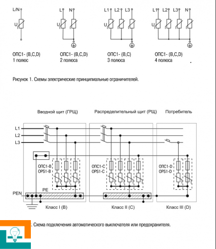 РОЗРЯДНИК 400V ІЕК ОПС1-D 1p Іn=5кА, Іm=10kА MOP20-1-D